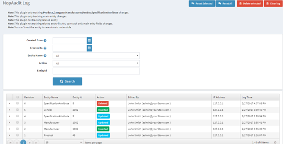 Nop Audit Plugin For NopCommerce- nopAccelerate Shop